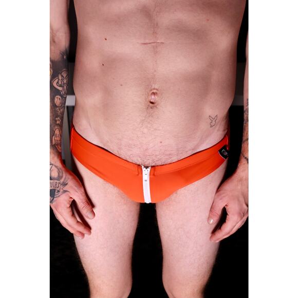 Dark Room Orange Swim Brief With Zipper - Size XS - Picture 1 of 4